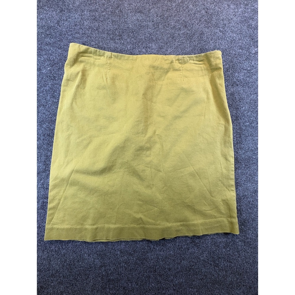 J. Jill Stretch Pencil Skirt Olive Green Side Zip Back Vent Size 16